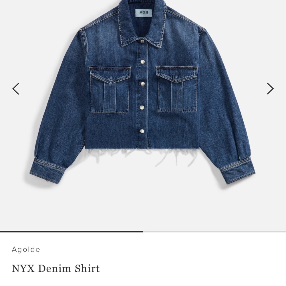 Agolde Dark Blue Cropped Denim Shirt Jacket